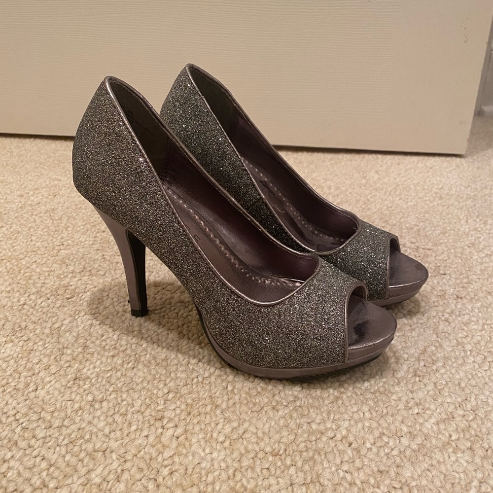 Rampage Silver Sparkle Heels